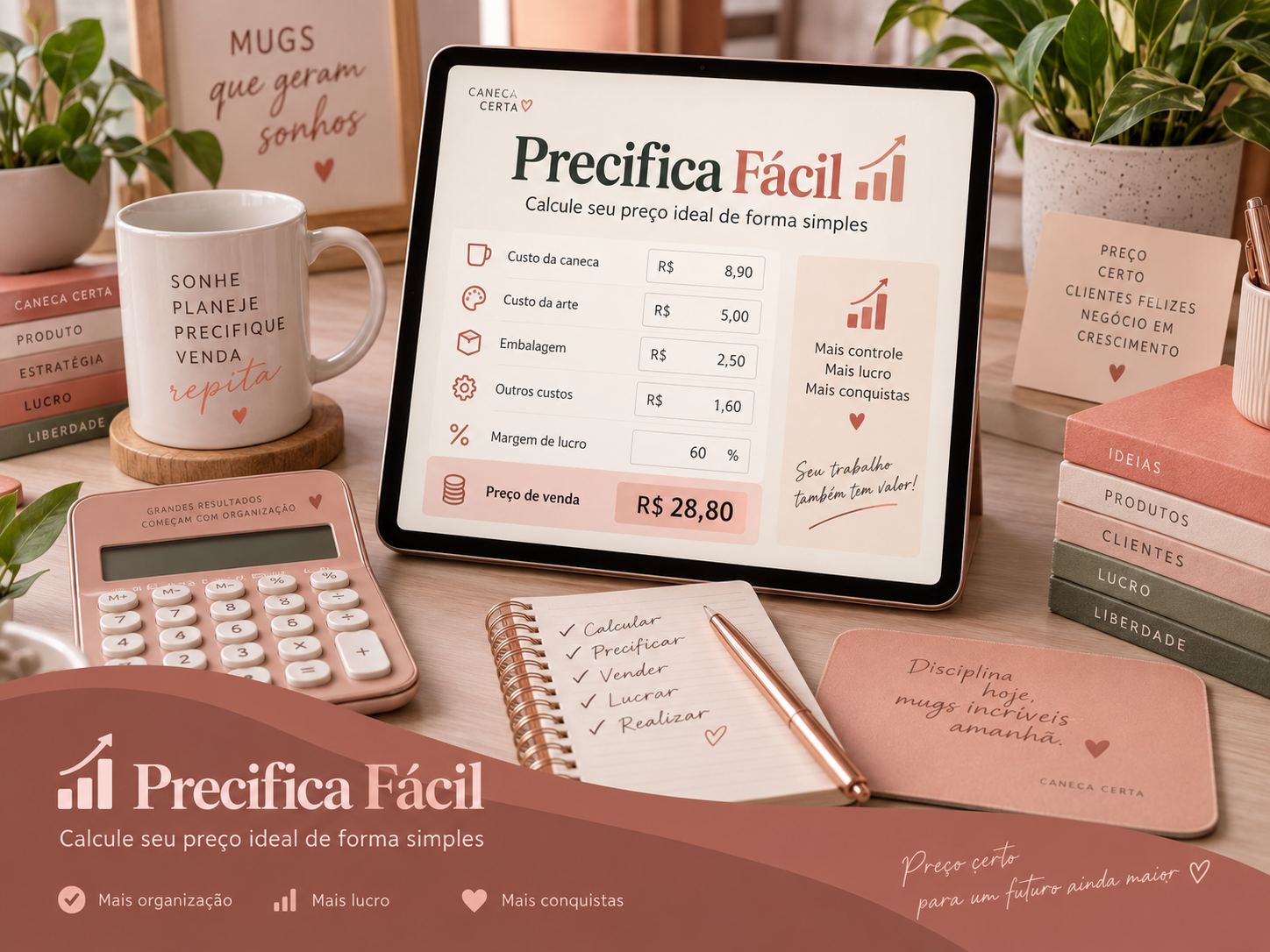 Tela da Precifica Fácil com campos de custo e preço calculado