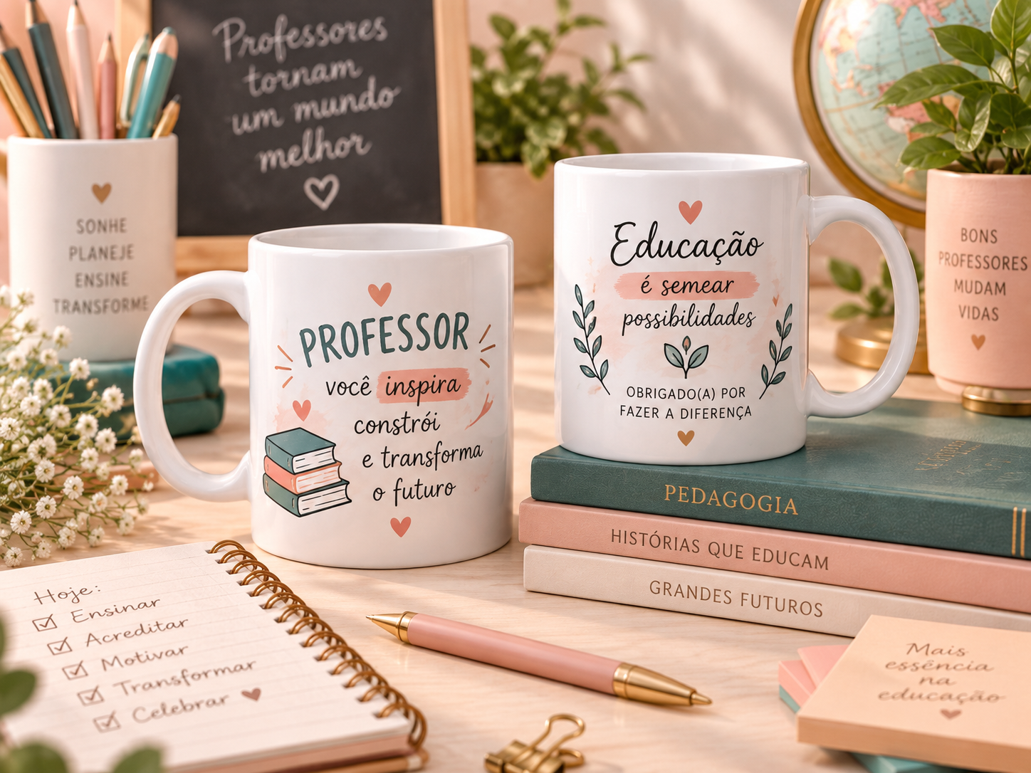 Artes para professores em canecas