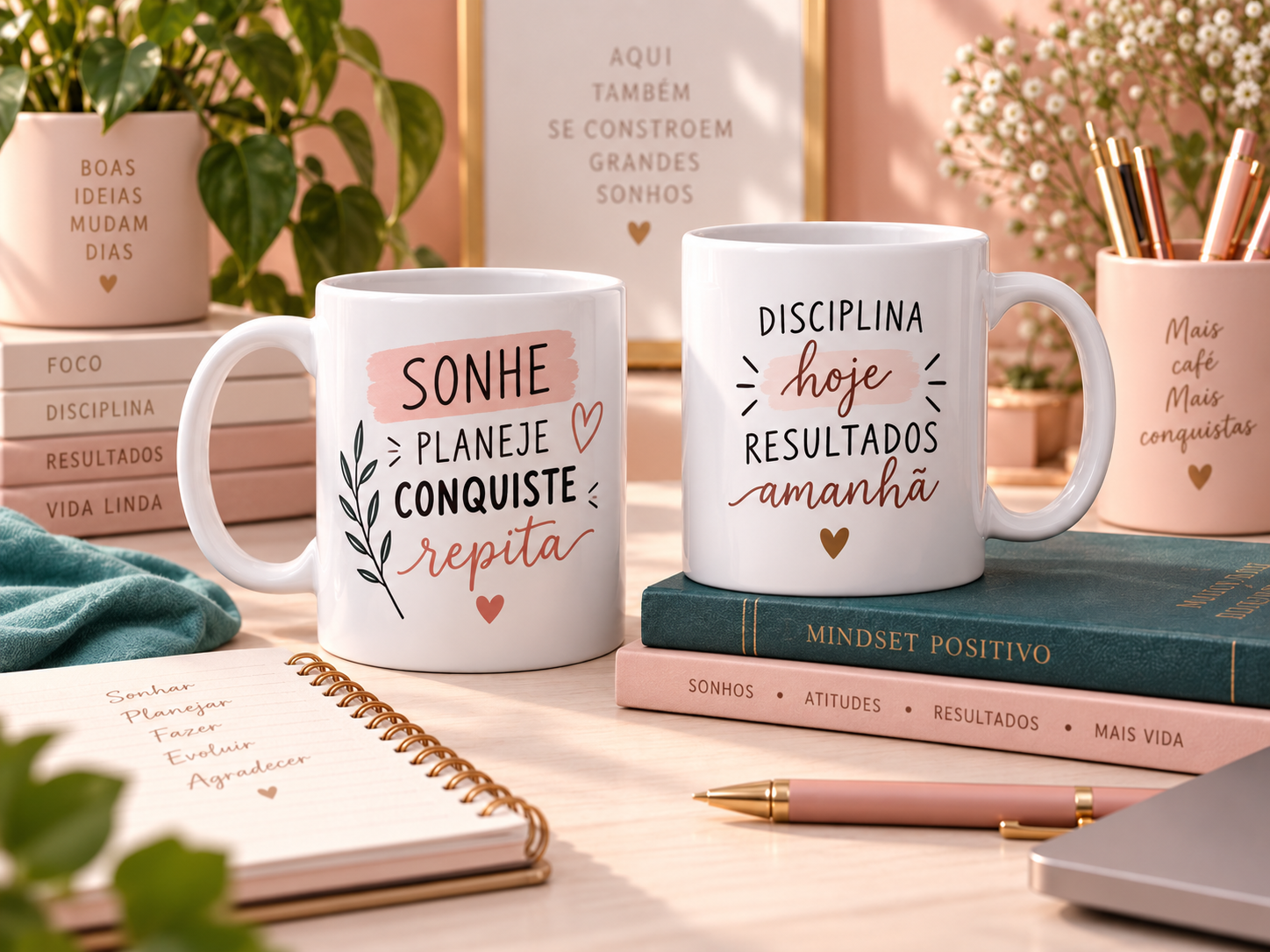 Artes com frases para canecas